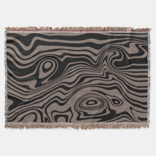 Wavy Striped Black Brown Throw Blanket