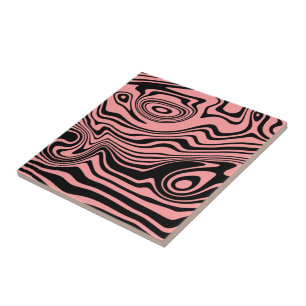 Wavy Striped Black Rose Gold Tile