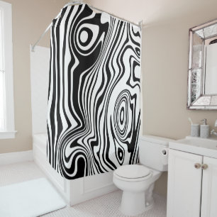 Wavy Striped Black White Shower Curtain