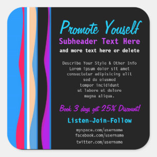 Wavy Stripes Blue Pink Product Label Promo Sticker