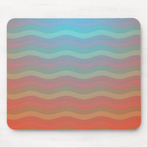 Wavy Stripes Orange Blue Gradient Mouse Pad