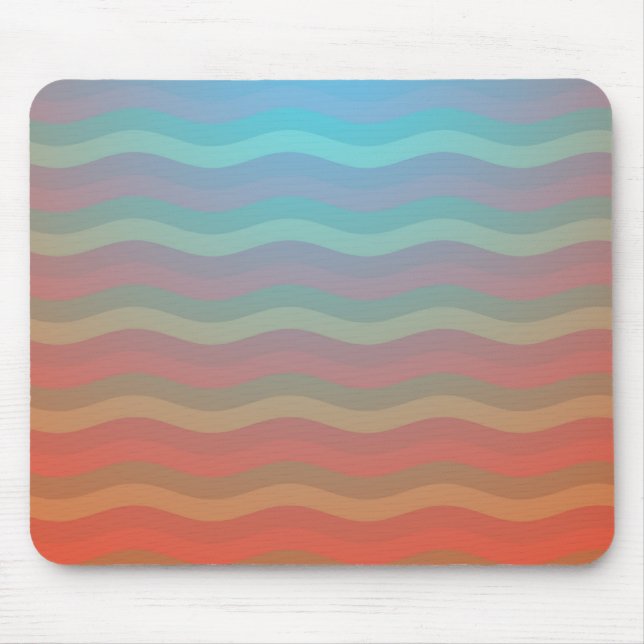Wavy Stripes Orange Blue Gradient Mouse Pad (Front)