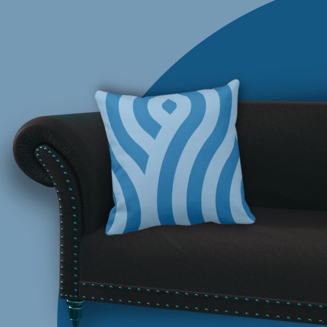 Wavy Stripes Repeat Pattern In Blue Throw Pillow (Creator Uploaded)