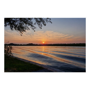 Wavy sunset poster