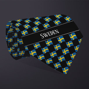 Wavy Sweden Flag Pattern  Tie