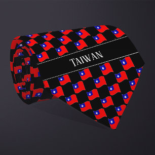 Wavy Taiwan Flag Pattern Tie