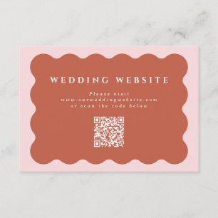 Wavy Terracotta & Blush Wedding Website QR Code Enclosure Card