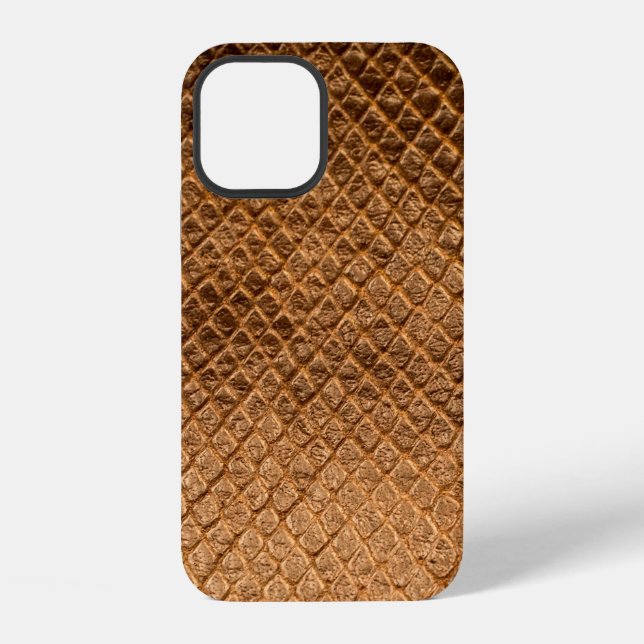 Wavy texture background bronze snake leatherleathe iPhone case (Back)