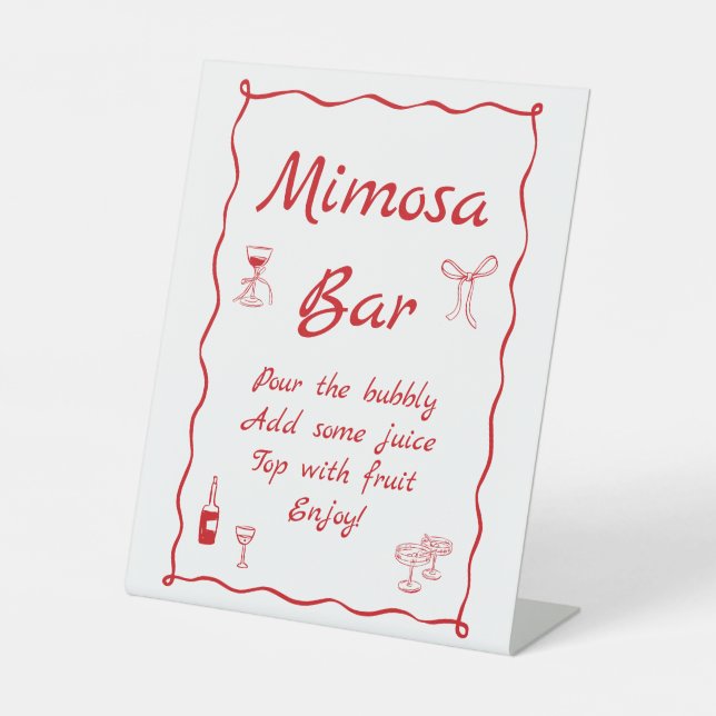Wavy Thats Amore Bridal Shower Mimosa Bar Pedestal Sign (Front)