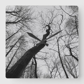 Wavy_Tree_Clock Square Wall Clock