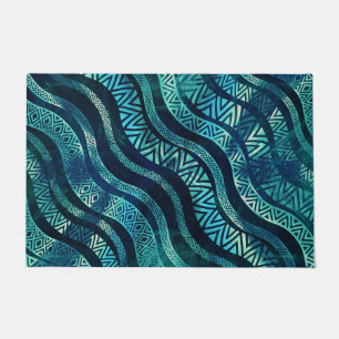 Wavy Tribal  Ethnic Boho Pattern Doormat