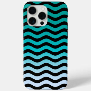Wavy Turquoise Stripes iPhone 15 Pro Max Case