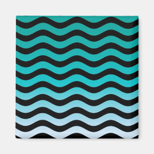 Wavy Turquoise Stripes Pattern Magnet