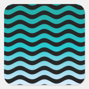 Wavy Turquoise Stripes Square Sticker