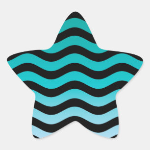 Wavy Turquoise Stripes Star Sticker