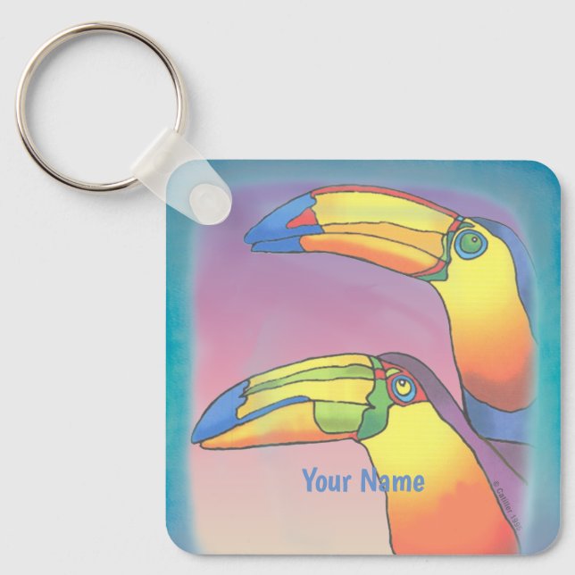 Wavy Two Toucans  Keychain (Front)