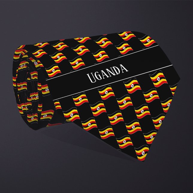 Wavy Uganda Flag Pattern  Tie (Creator Uploaded)