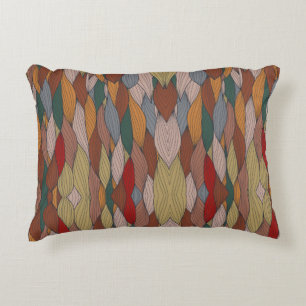 Wavy Unique Pattern with Pink Orange Brown Green   Accent Pillow