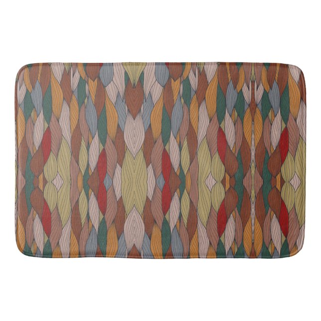 Wavy Unique Pattern with Pink Orange Brown Green   Bath Mat (Front)