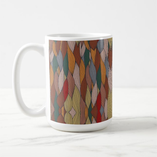 Wavy Unique Pattern with Pink Orange Brown Green  Coffee Mug (Left)