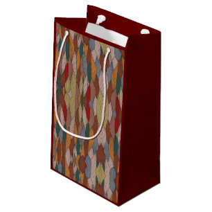 Wavy Unique Pattern with Pink Orange Brown Green   Small Gift Bag