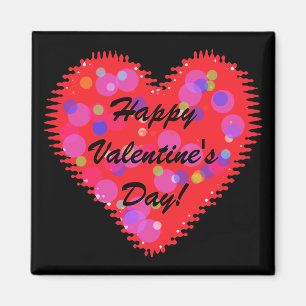 Wavy Valentine's Day Heart and Circles Magnet