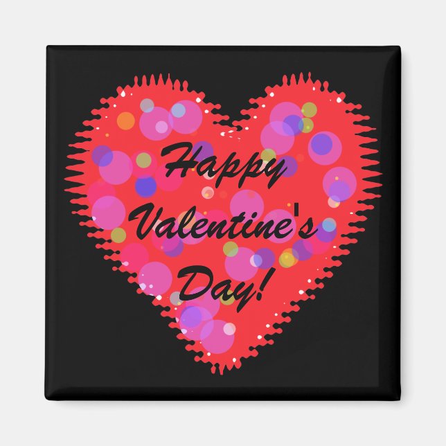 Wavy Valentine's Day Heart and Circles Magnet (Front)