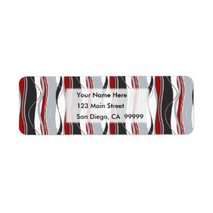 Wavy Vertical Stripes Red Black White & Grey