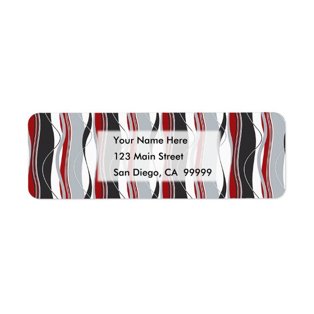 Wavy Vertical Stripes Red Black White & Grey (Front)