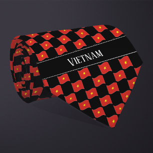 Wavy Vietnam Flag Pattern  Tie