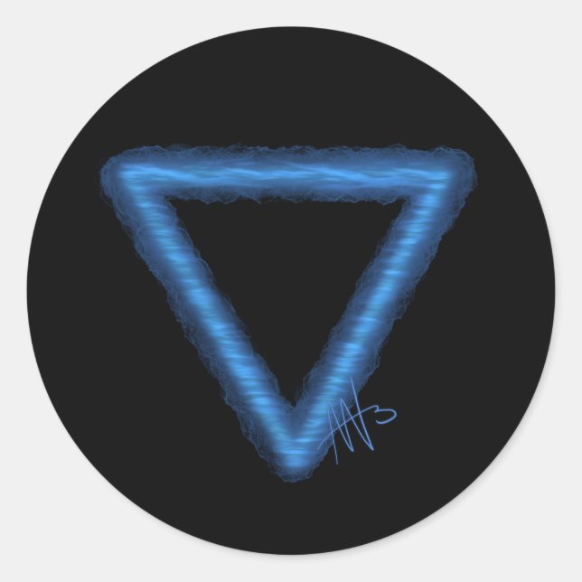 Wavy Water Element Alchemy Symbol Classic Round Sticker (Front)