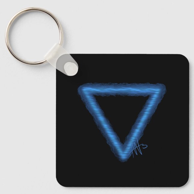 Wavy Water Element Alchemy Symbol Metal Keychain (Front)
