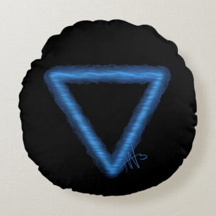 Wavy Water Element Alchemy Symbol Round Pillow