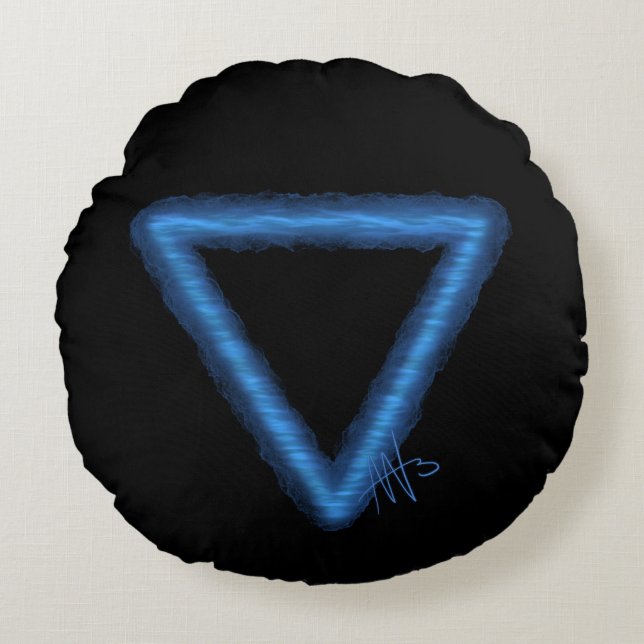 Wavy Water Element Alchemy Symbol Round Pillow (Front)