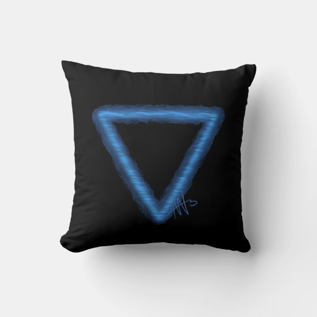 Wavy Water Element Alchemy Symbol Throw Pillow (Front)