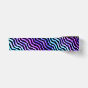 wavy watercolor - cyan and purple : satin ribbon