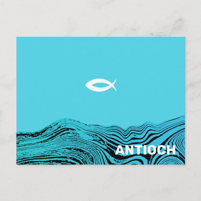 Wavy Waters Jesus Fish Postcard (Front)