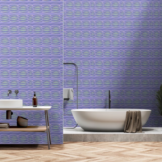 Wavy Waves Blue Small Repeat  Wallpaper (Bathroom)