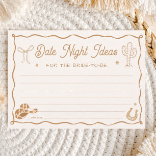 Wavy Western Bridal Shower Date Night Ideas Card