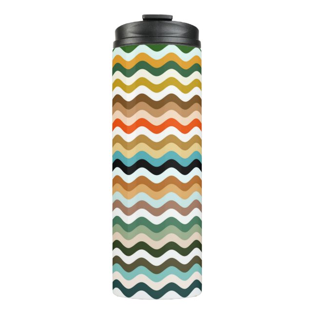 Wavy Zigzag Multicolor Pattern Thermal Tumbler (Front)