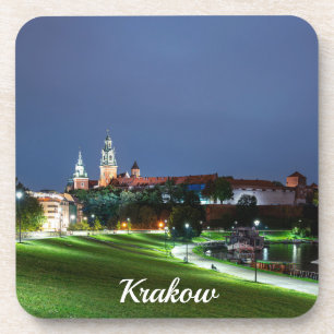 Wawel castle at night in Krakow, Poland Coaster