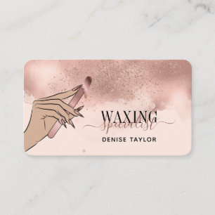 wax blush pink woman hand waxing technician busin business card
