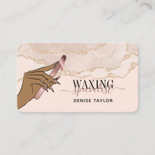 wax blush pink woman hand waxing technician business card