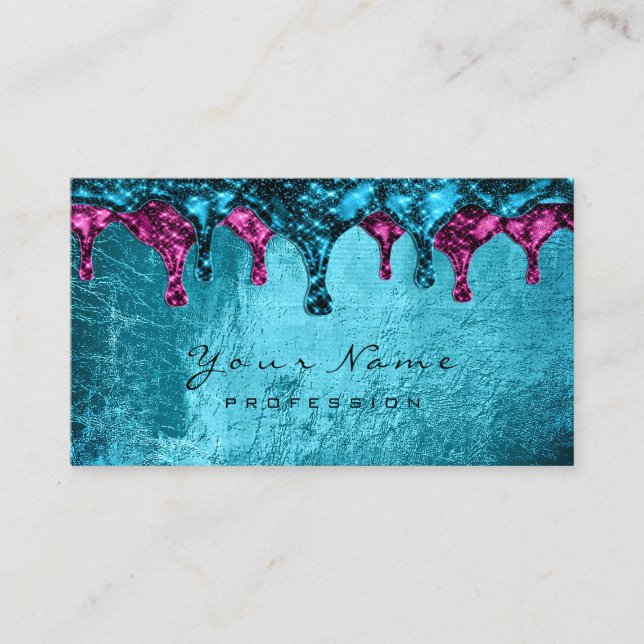 Wax Epilation Pink Depilation Blue Metall Business Card (Front)