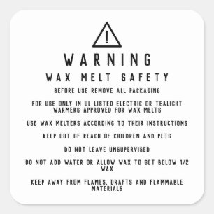 Wax Melt Safety Warning Labels