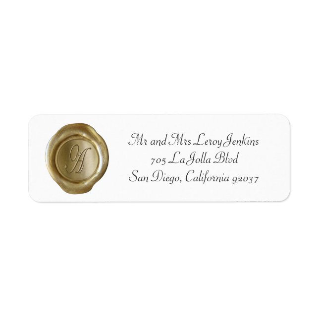 Wax Monogram Address Labels - Script A (Front)