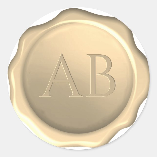 Wax Seal 2 Initials Monogram Golden Sticker (Front)