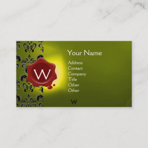 WAX SEAL DAMASK MONOGRAM BUSINESS CARD