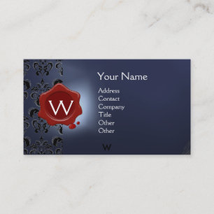 WAX SEAL DAMASK MONOGRAM BUSINESS CARD