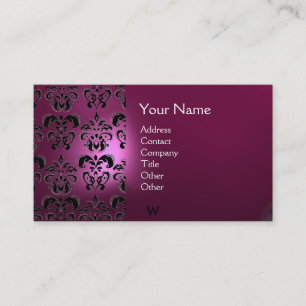 WAX SEAL DAMASK MONOGRAM pink Business Card